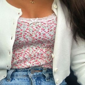 brandy melville skylar lace bow tank